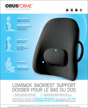 ObusForme Lumbar Support Lower Back Backrest Cushion